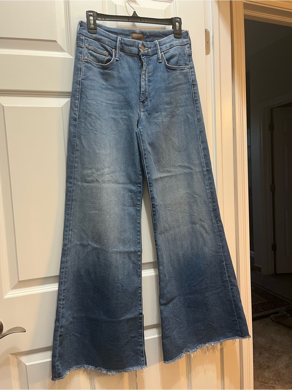 MOTHER Blue High-Rise Wide Leg Flare Jeans - Picture 15 of 16